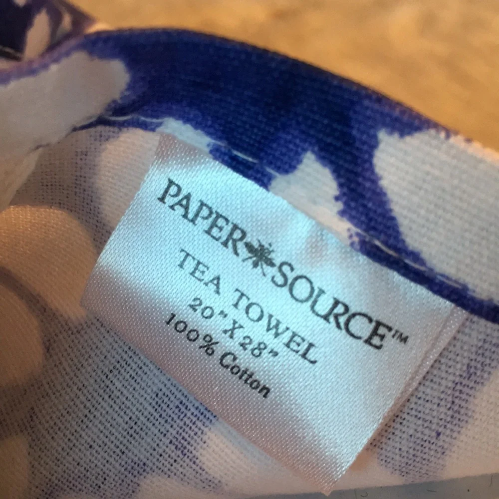 Paper Source Shibori Tea Kitchen Dish Towel Set of Two NWT Cotton 28”x 20”India